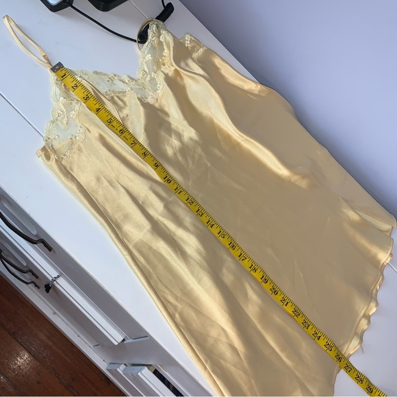 Vintage 90’s Victoria Secret Yellow Lace Lingerie Nightie Slit Night Gown Slip - Picture 8 of 9